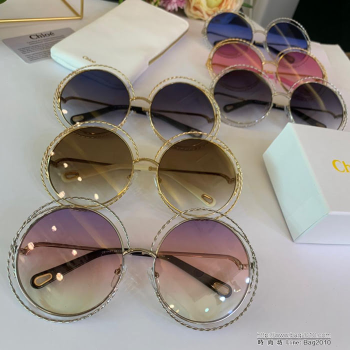 CHLOE克洛伊 麻花款CE114ST 明星網紅同款 潮流復古超大圓框太陽鏡 夾膠框款鏈條精緻  lly1584